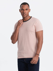 Męski t-shirt z surowym wykończeniem – różowy V5 OM-TSCT-22SS-004