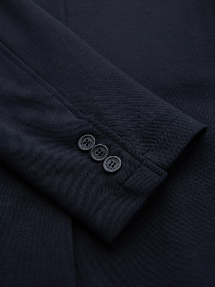 Męska marynarka SLIM z dzianiny o subtelnej strukturze – granatowa V3 OM-BLZB-0101