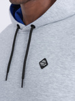 Bluza męska z kapturem z kieszenią na zamek - szary melanż V5 OM-SSNZ-22FW-006