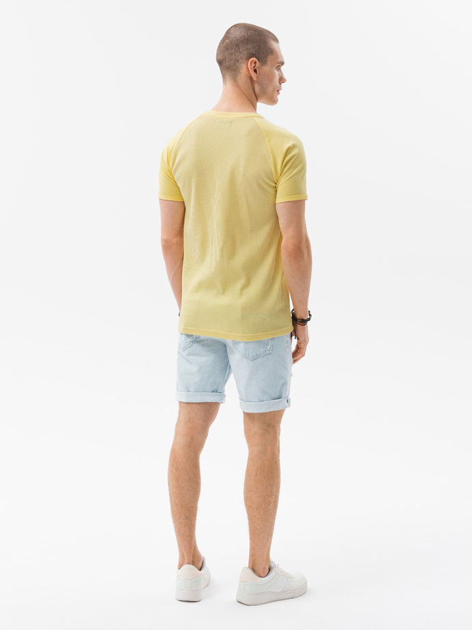 T-shirt męski bez nadruku - żółty S1182