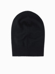 Męska zimowa czapka beanie z bawełnianej dzianiny – czarna V1 OM-ACWH-0124