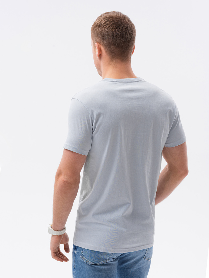 T-shirt męski z nadrukiem - błękitny V3B S1434