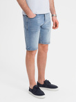 Denimowe męskie szorty o klasycznym kroju – jasnoniebieskie V2 OM-SRDS-0171
