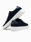 Klasyczne buty męskie sneakersy z miękkiego zamszu – granatowe V4 OM-FOCS-0163