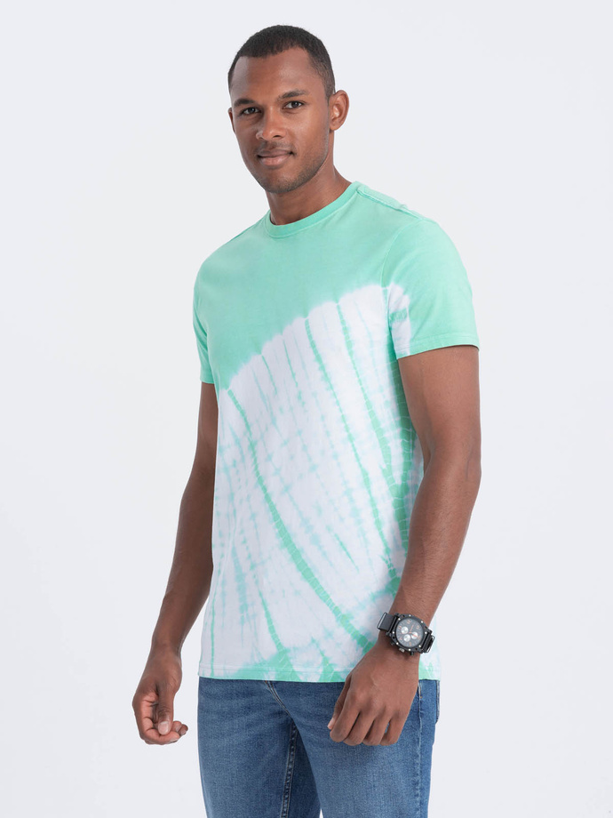 T-shirt męski bawełniany TIE DYE - miętowy V5 S1617