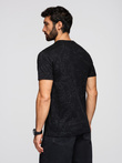 Koszulka męska bawełniana z nadrukiem na całej powierzchni i "ombre" na klatce piersiowej - czarna V1 OM-TSFP-0263