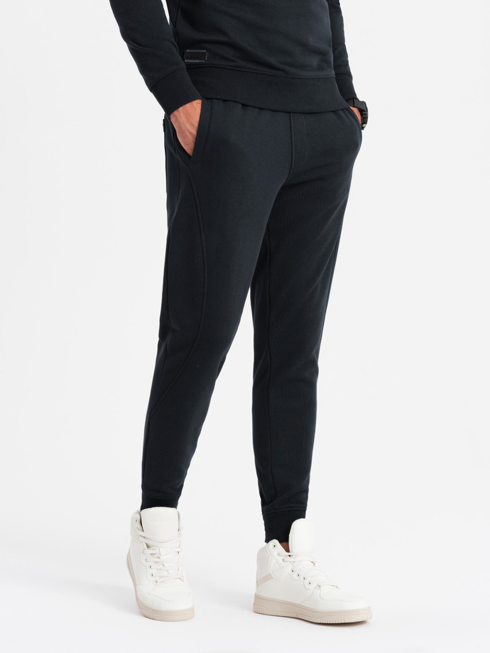 Bawełniany męski dresowy komplet BASIC bluza nierozpinana + joggery – czarny V9 Z84