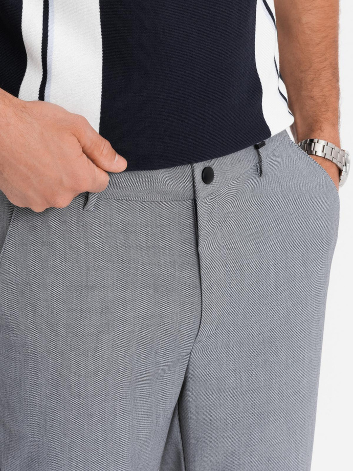 Spodnie męskie chino REGULAR FIT z gumką w pasie – szare V2 OM-PACP-0157