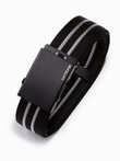 Pasek męski parciany z matową klamrą - czarno-biały A365