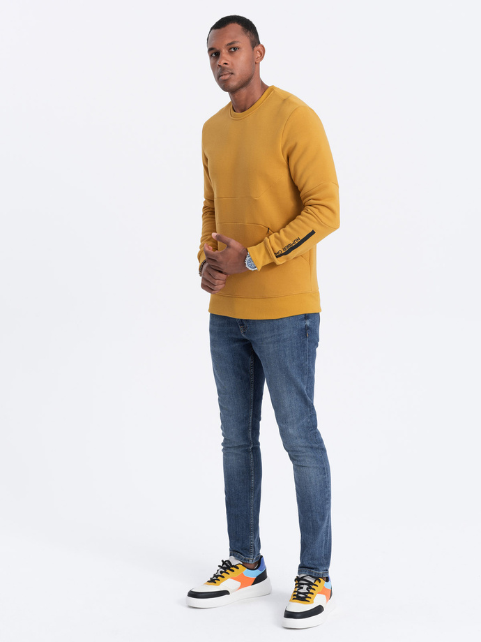 Bluza męska z kieszenią zapinaną na zamek - musztardowa V1 B1349