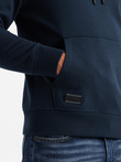 Męska bluza dresowa kangurka z kapturem BASIC – granatowa V1 OM-SSBN-0161