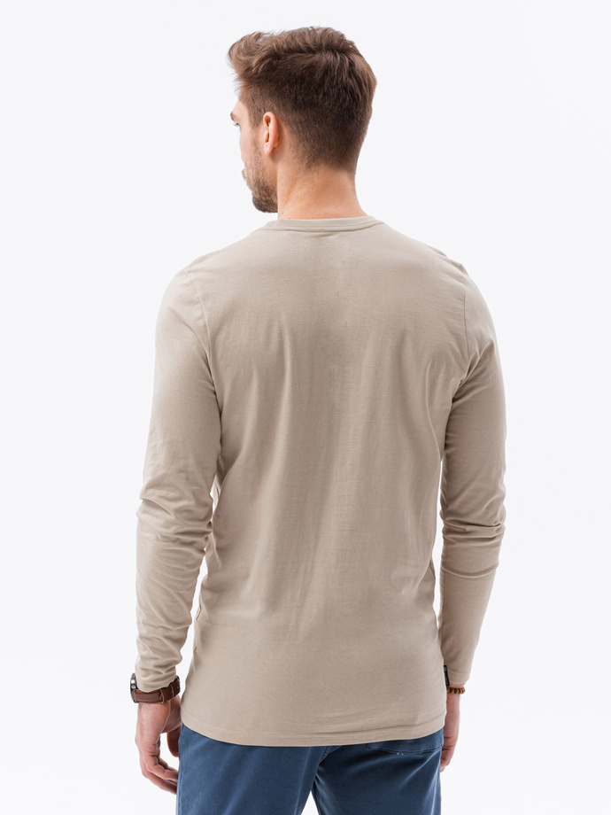 Longsleeve męski bez nadruku - beżowy V8 L138
