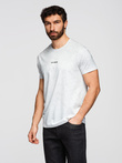 Męska koszulka bawełniana z nadrukiem na całej powierzchni i "ombre" na klatce piersiowej - biała V2 OM-TSFP-0263