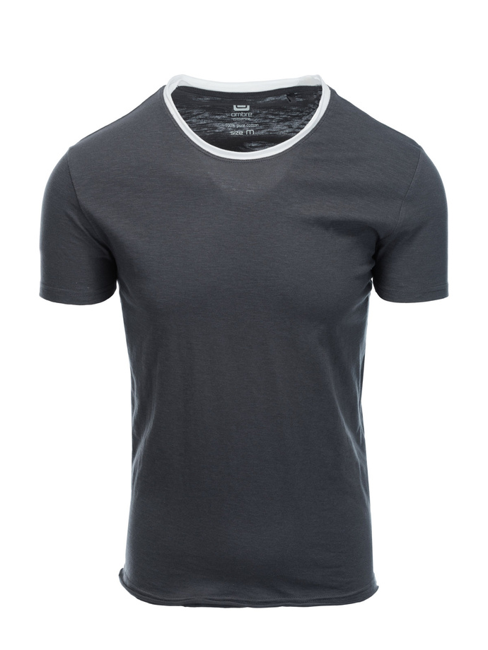 T-shirt męski bawełniany - grafitowy V7 S1385