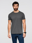 Męski klasyczny bawełniany T-shirt BASIC - grafitowy V15 OM-TSBS-0236