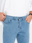 Klasyczne męskie spodnie jeansy SLIM FIT z elastanem – jasnoniebieskie V2 OM-PADP-0216