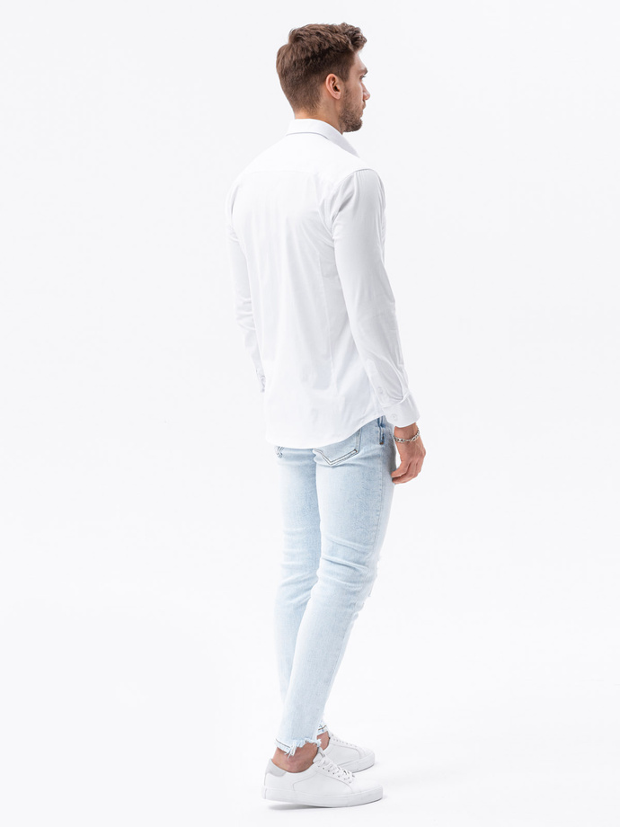 Koszula męska z długim rękawem SLIM FIT - biała K504