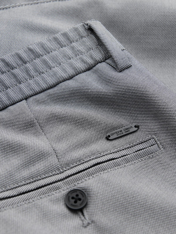 Spodnie męskie chino REGULAR FIT z gumką w pasie – szare V2 OM-PACP-0157