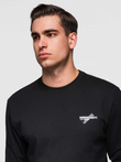 Męski longsleeve bawełniany z okrągłym dekoltem - czarny V2 OM-LSPT-0136