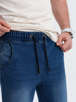 Spodnie męskie jeansowe JOGGER SLIM FIT - ciemnoniebieskie V3 OM-PADJ-0134