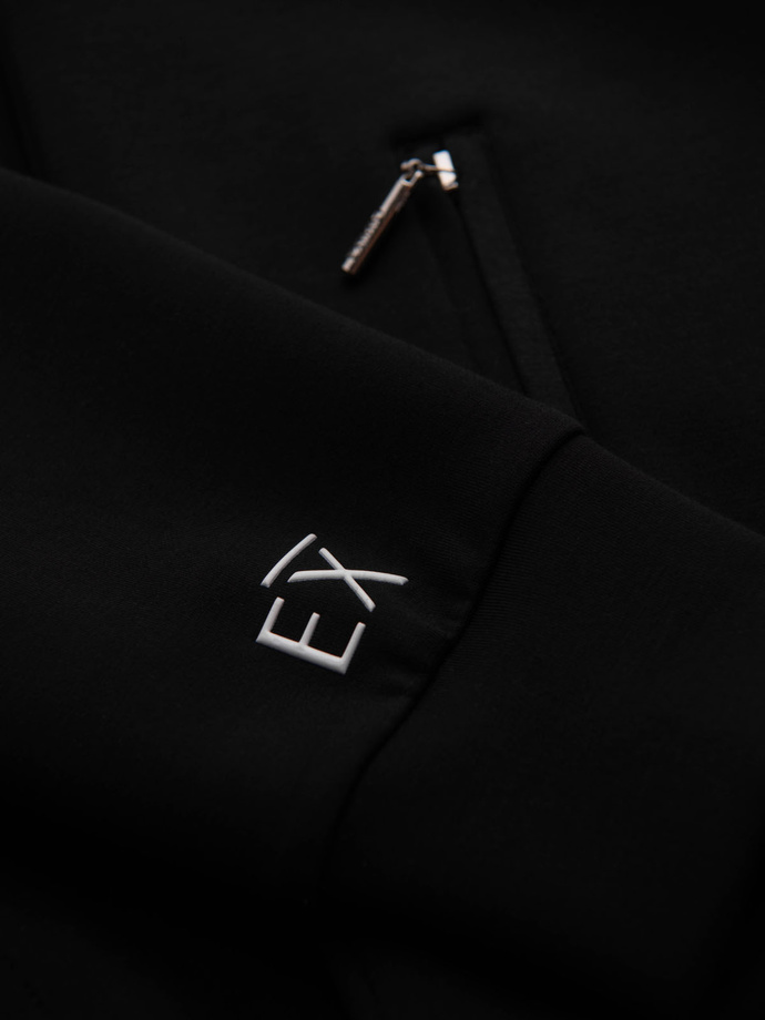 Rozpinana bluza męska ze stójką i kapturem – czarna V1 OM-SSZP-0216