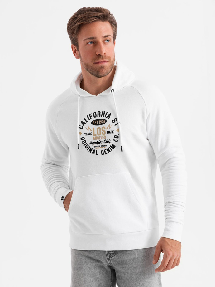 Męska bluza z nadrukiem kangurka - biała V1 OM-SSPS-0151