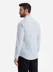 Męska koszula w drobny wzór SLIM FIT - biała V2 OM-SHCS-0140