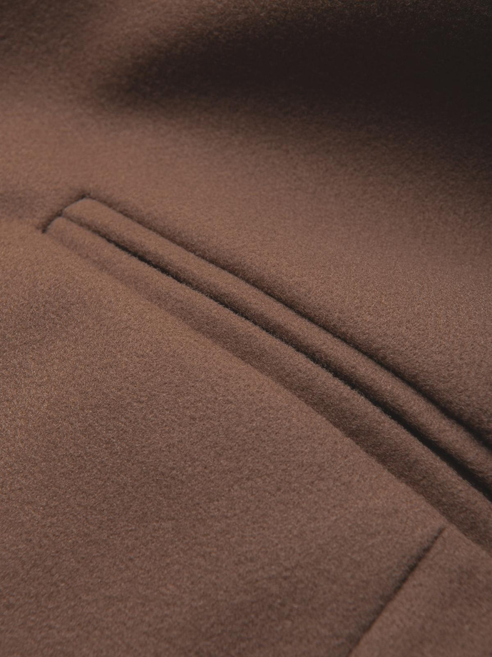 Marynarka męska casual z ozdobnymi guzikami na mankietach -  jasnybrąz V2 OM-BLZB-0118