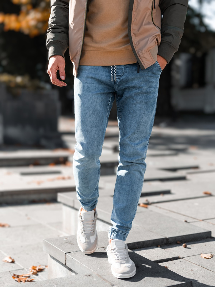 Spodnie męskie jeansowe joggery - jasnoniebieskie P907