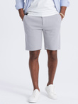 Męskie szorty ze strukturalnej dzianiny SLIM FIT - jasnoszare V4 OM-SRCS-0126
