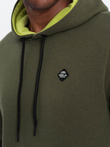 Bluza męska z kapturem z kieszenią na zamek - oliwkowa V2 OM-SSNZ-22FW-006