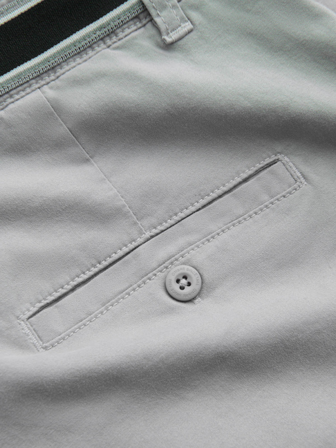 Spodnie męskie chino z ozdobną taśmą w pasie SLIM FIT – szare V6 OM-PACP-0118