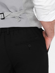 Męskie spodnie chino REGULAR FIT z gumką w pasie – czarne V4 OM-PACP-0157