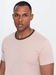 Męski t-shirt z surowym wykończeniem – różowy V5 OM-TSCT-22SS-004