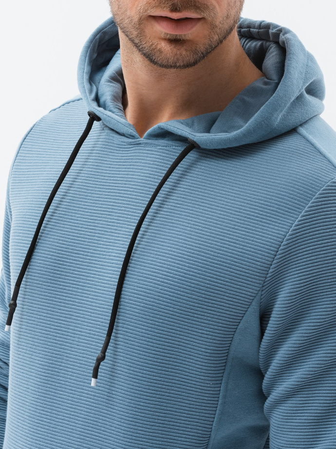 Bluza męska z kapturem - niebieska B1155