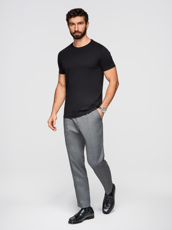 Klasyczny T-shirt męski bawełniany BASIC - czarny V1 OM-TSBS-0236