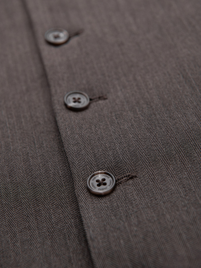 Męska elegancka kamizelka w jodełkę SLIM FIT  - grafitowa V2 OM-BLZV-0143