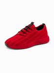 Buty męskie wsuwane sneakersy z siateczki - czerwone V2 OM-FOKS-0117
