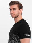 Męski t-shirt bawełniany z gradientowym nadrukiem - czarny V2 OM-TSPT-22SS-001