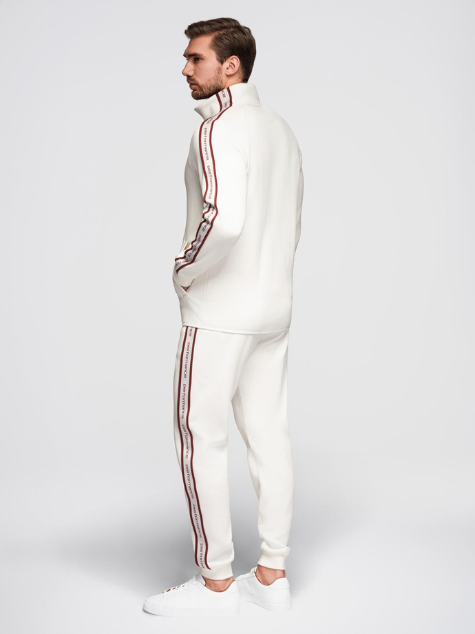 Dresowy komplet męski bluza rozpinana + spodnie dresowe joggery - biały V2 Z113