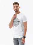 T-shirt męski bawełniany z nadrukiem - biały V1 S1753