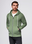 Bluza męska dresowa BASIC rozpinana z kapturem - zielona V3 OM-SSBZ-0178