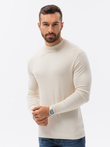 Sweter męski z półgolfem o gładkiej strukturze - ecru V4 E178