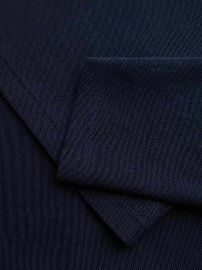 Męski longsleeve BASIC z kołnierzykiem polo – granatowy V3 OM-POBL-0162