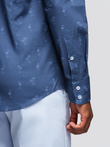 Klasyczna męska bawełniana koszula SLIM FIT w palmy - ciemnoniebieska V5 OM-SHCS-0156