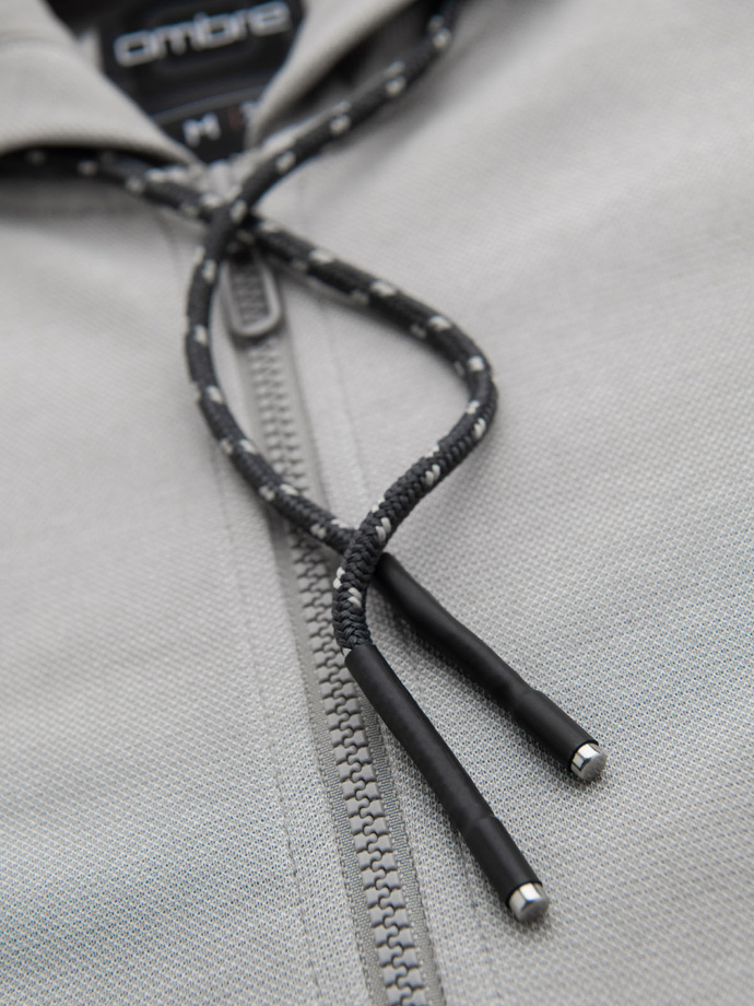 Męska bluza dresowa z kapturem o delikatnej strukturze – szara V4 OM-SSZP-0191