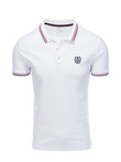 Koszulka męska polo z kontrastowym wykończeniem - biała V4 S1635