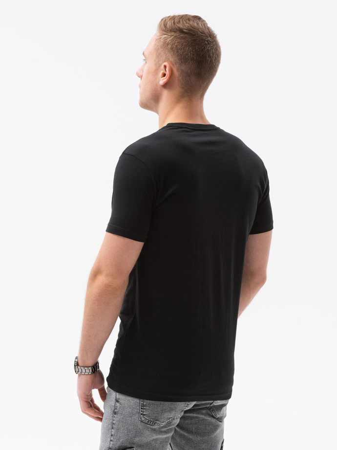T-shirt męski z nadrukiem - czarny V-4B S1434