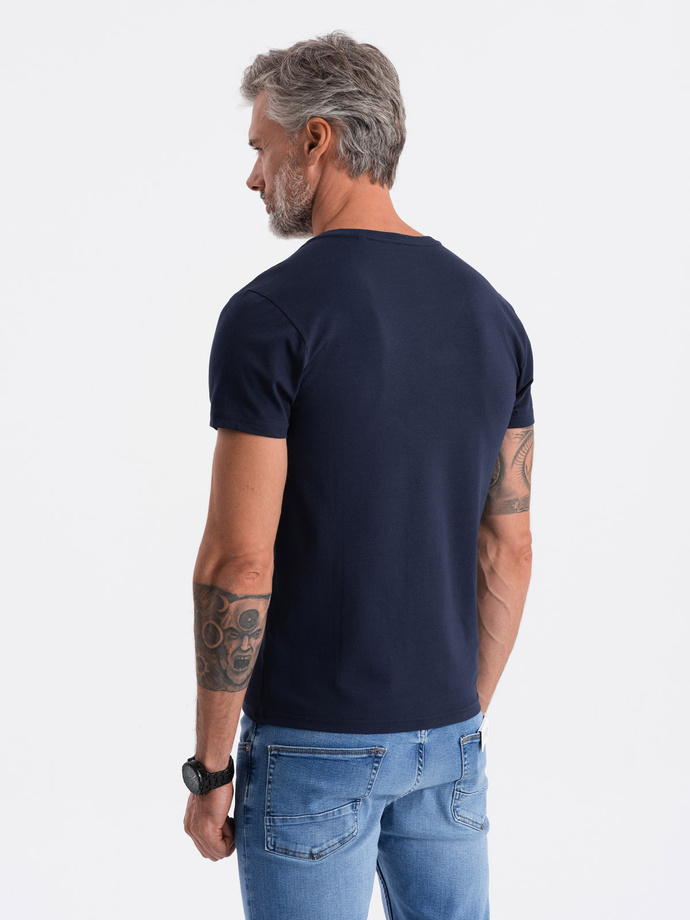 T-shirt męski V-NECK z elastanem - granatowy V2 S1183
