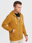 Bluza męska rozpinana z kapturem BASIC - musztardowa V4 OM-SSBZ-0118